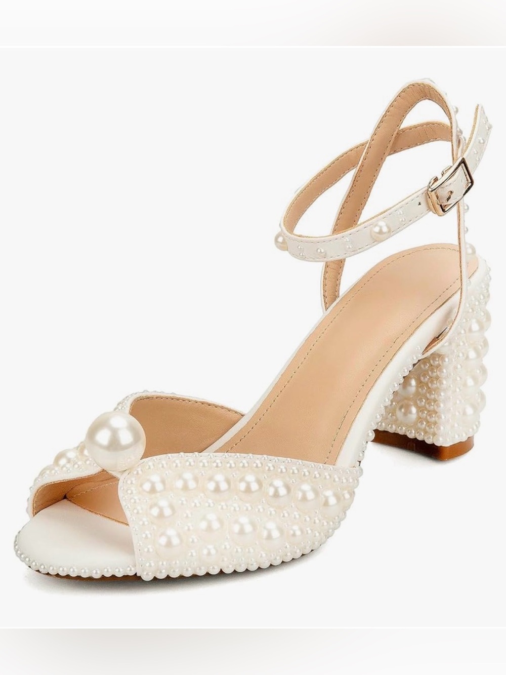 Goolita Apricot Pearl Block Heels Size 37 (7)
